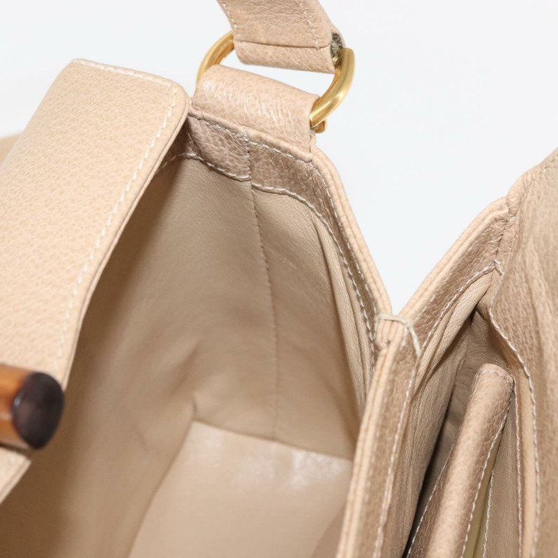 【日本直送】GUCCI 竹節手提包 皮革 兩用 米色 金色 000 781 0175 正品 ep10980-19