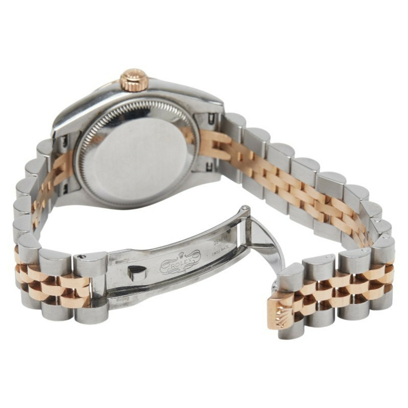 勞力士 Datejust 179171NG 自動腕錶，鑲嵌 10 顆鑽石，白色貝殼紋錶盤，不銹鋼和 18K 玫瑰金材質，女士腕錶，勞力士-2