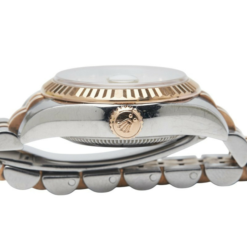 勞力士 Datejust 179171NG 自動腕錶，鑲嵌 10 顆鑽石，白色貝殼紋錶盤，不銹鋼和 18K 玫瑰金材質，女士腕錶，勞力士-4