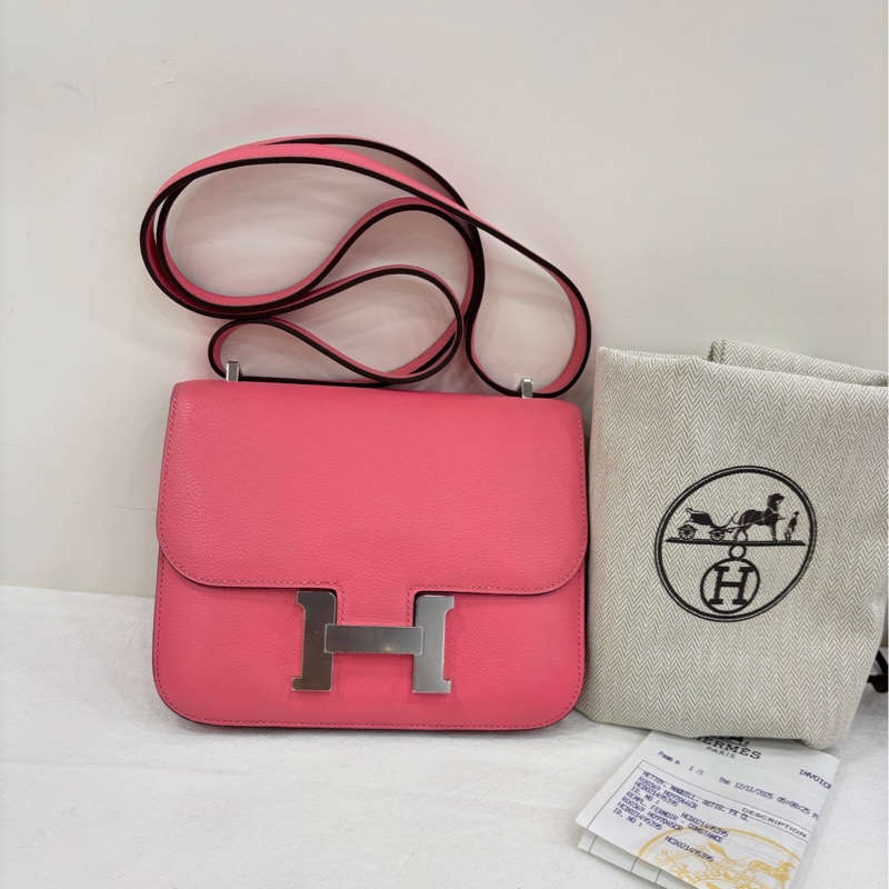 Hermes愛馬仕constance康康19 唇膏粉 evercolor皮 Y刻 專櫃維修購證-0