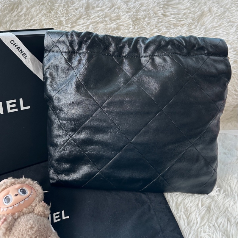 【配件:小票 防塵袋 💕】Chanel 22bag 黑金 黑色 金扣 小號 牛皮 手提 單肩 斜挎 流浪包-1