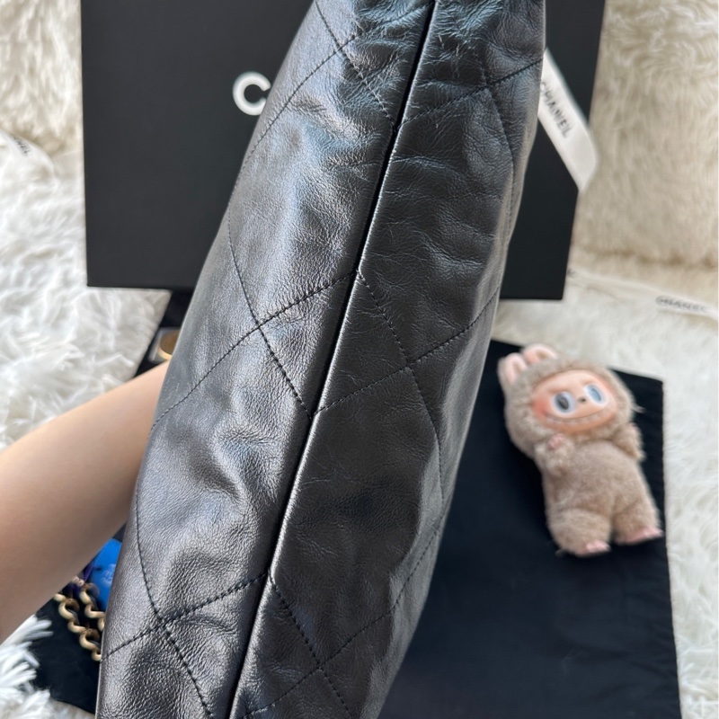 【配件:小票 防塵袋 💕】Chanel 22bag 黑金 黑色 金扣 小號 牛皮 手提 單肩 斜挎 流浪包-4