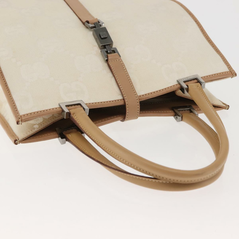 【日本直送】GUCCI GG帆布Jackie手提包 帆布皮革 白色 米色 正品 ep11053-5