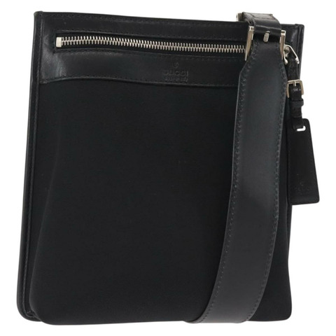 GUCCI 單肩包 帆布皮革 黑色 正品 ep11047