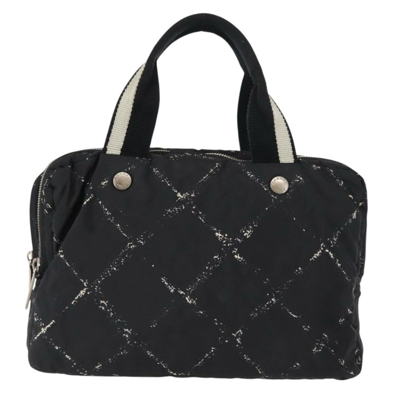 【日本直送】香奈兒旅行系列迷你波士頓包 尼龍材質 黑色 銀色 CC 標誌 正品 BA6870-12