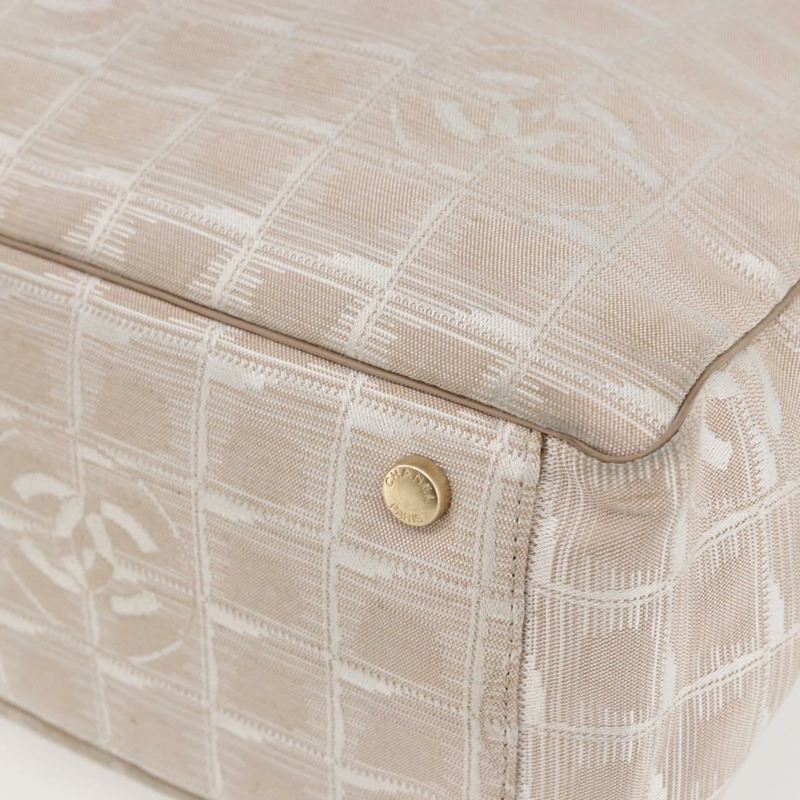 【日本直送】香奈兒新旅行系列托特包 尼龍 米色 金色 CC 標誌 正品 BA6873-8