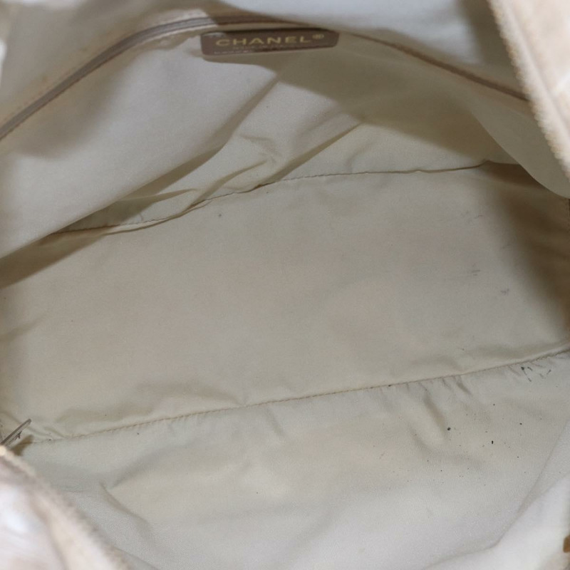 【日本直送】香奈兒新旅行系列托特包 尼龍 米色 金色 CC 標誌 正品 BA6873-10