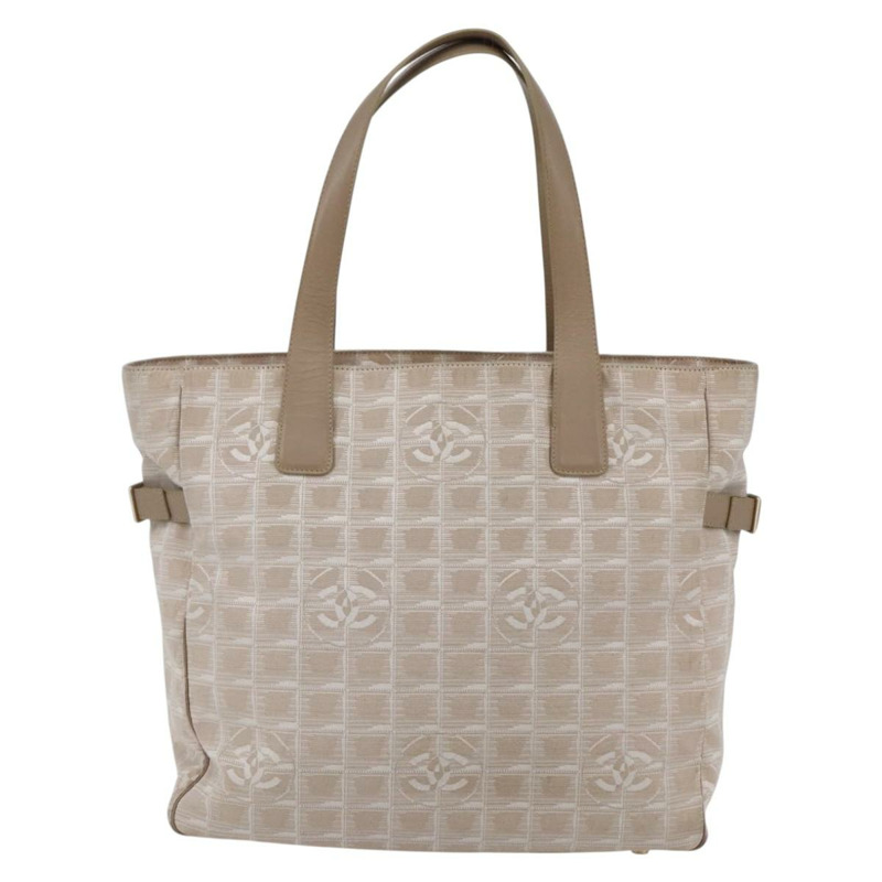 【日本直送】香奈兒新旅行系列托特包 尼龍 米色 金色 CC 標誌 正品 BA6873-12