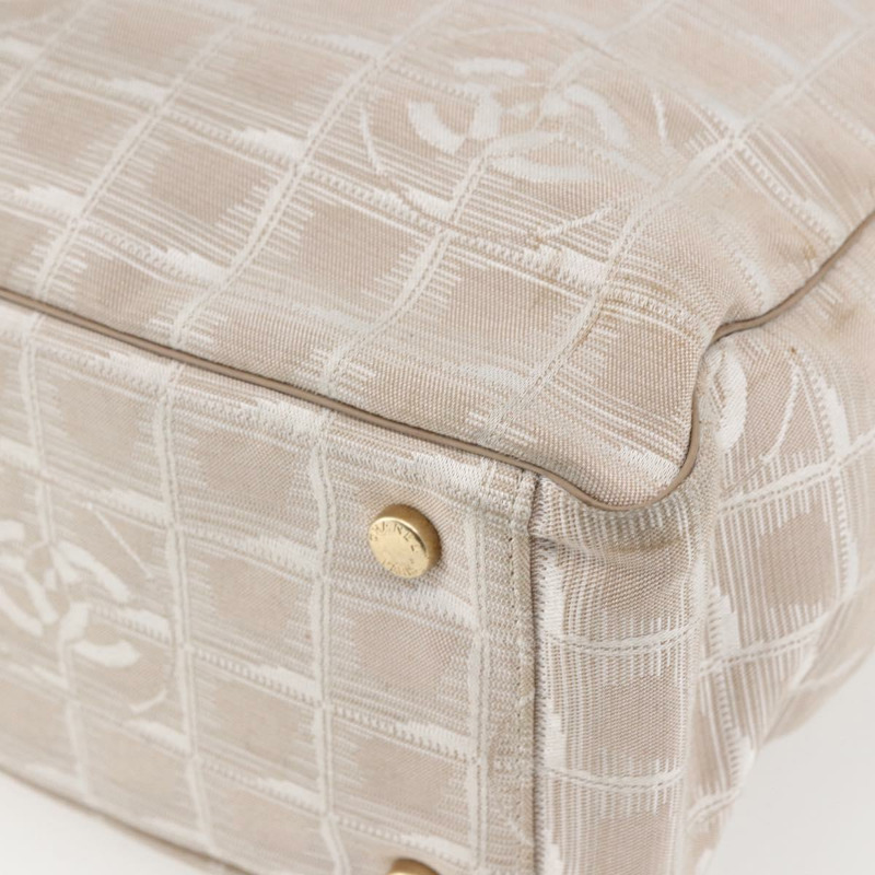 【日本直送】香奈兒新旅行系列托特包 尼龍 米色 金色 CC 標誌 正品 BA6873-14