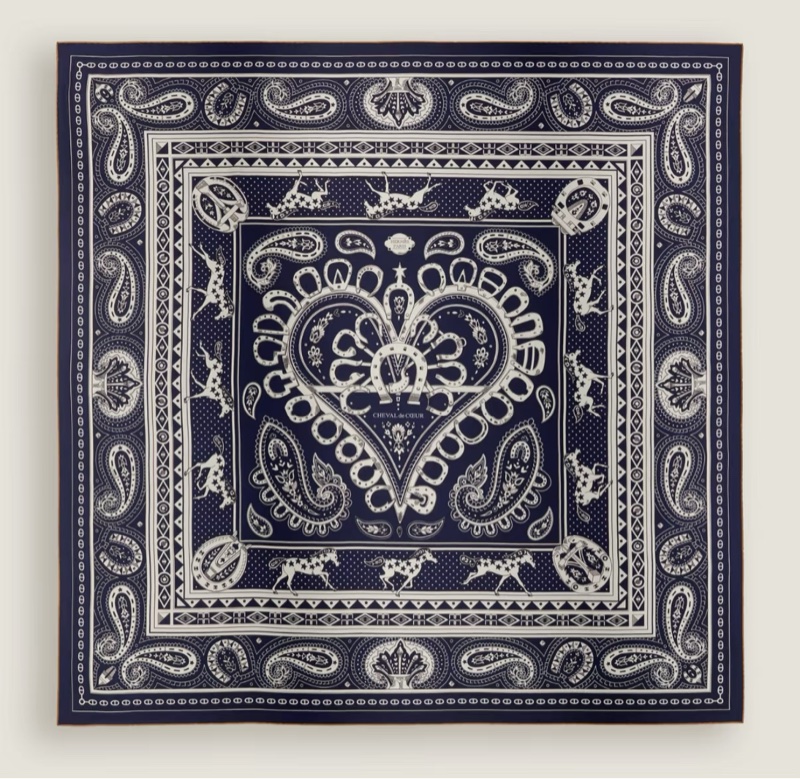 💖Hermes 140 cashmere 絲巾 披肩 圍巾💖 全新 深藍色-0