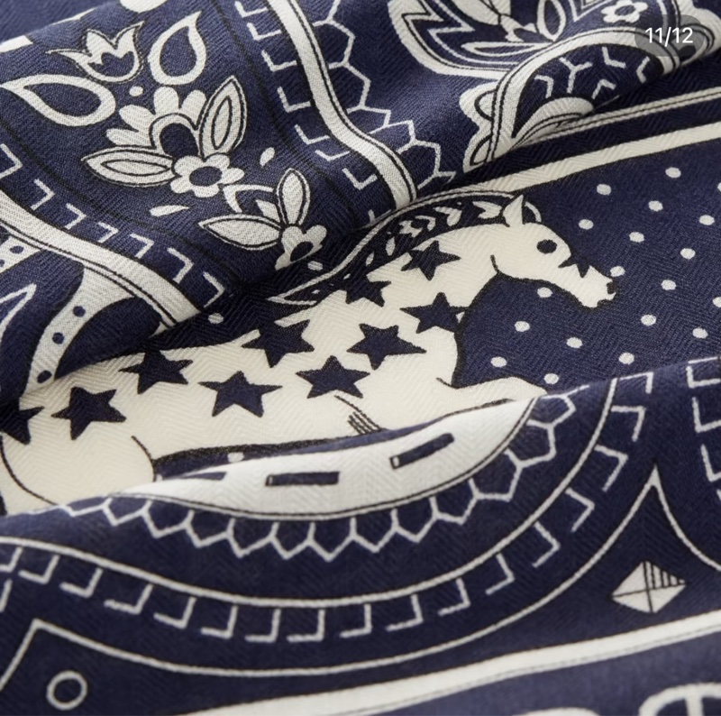 💖Hermes 140 cashmere 絲巾 披肩 圍巾💖 全新 深藍色-1