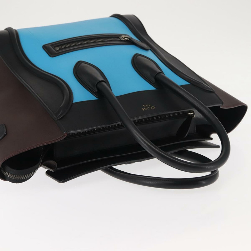 【日本直送】CELINE Luggage Mini Shopper 手提包 皮革 黑色 藍色 正品 BA6731-5