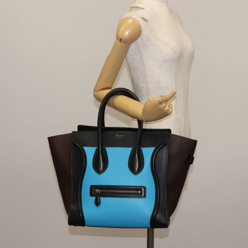 【日本直送】CELINE Luggage Mini Shopper 手提包 皮革 黑色 藍色 正品 BA6731-22