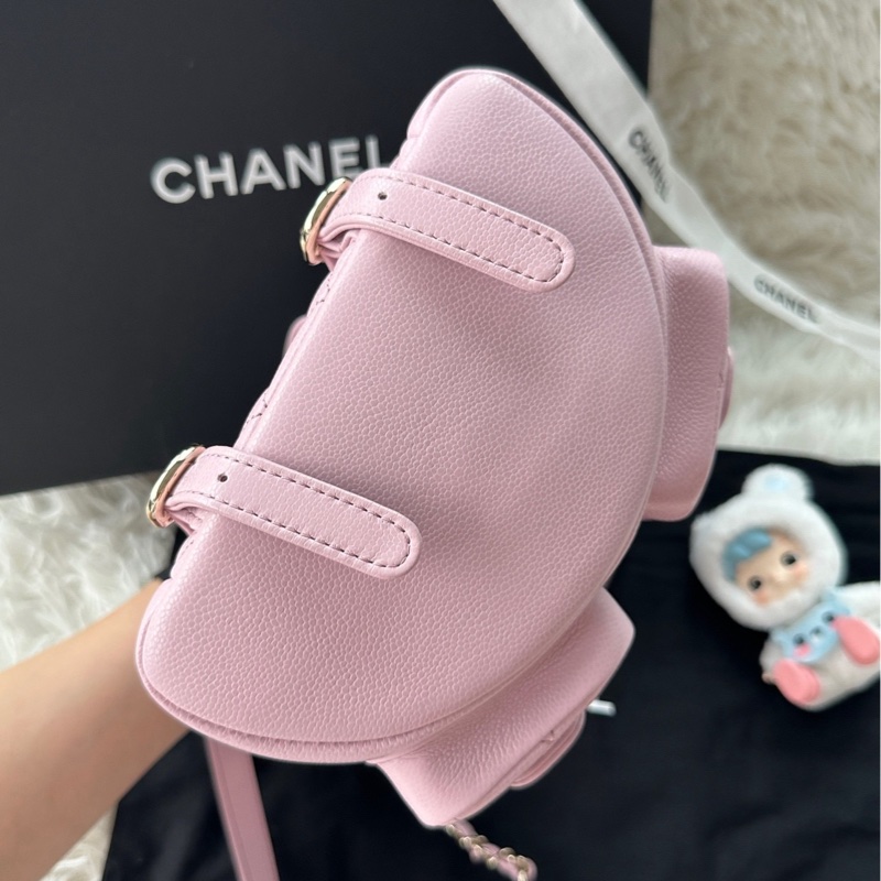 【配件：盒子 防塵袋 💕】Chanel 24A duma 青蛙包 小青蛙 小號 雙肩包 背包 書包 粉色 淺粉色 淡粉色 粉紫色-4