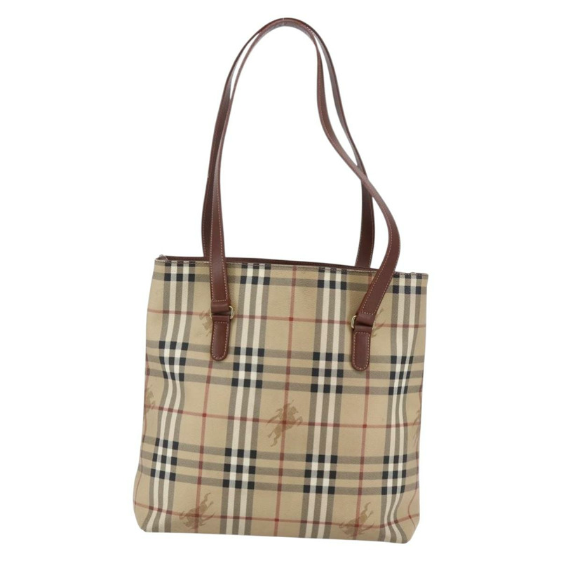 【日本直送】BURBERRY Nova 格紋手提包 PVC 皮革 棕色 米色 正品 BA6892-1
