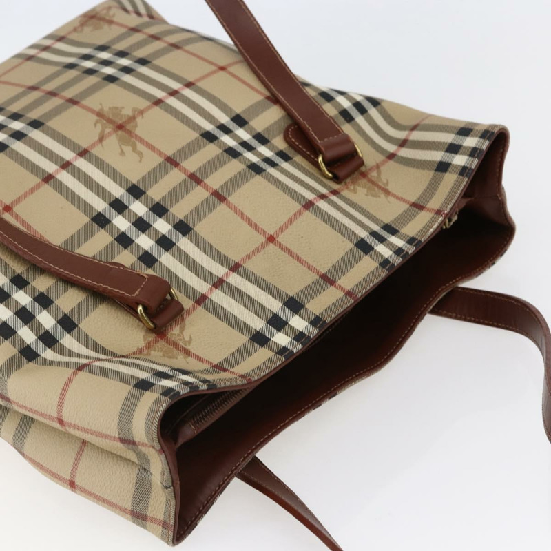 【日本直送】BURBERRY Nova 格紋手提包 PVC 皮革 棕色 米色 正品 BA6892-5