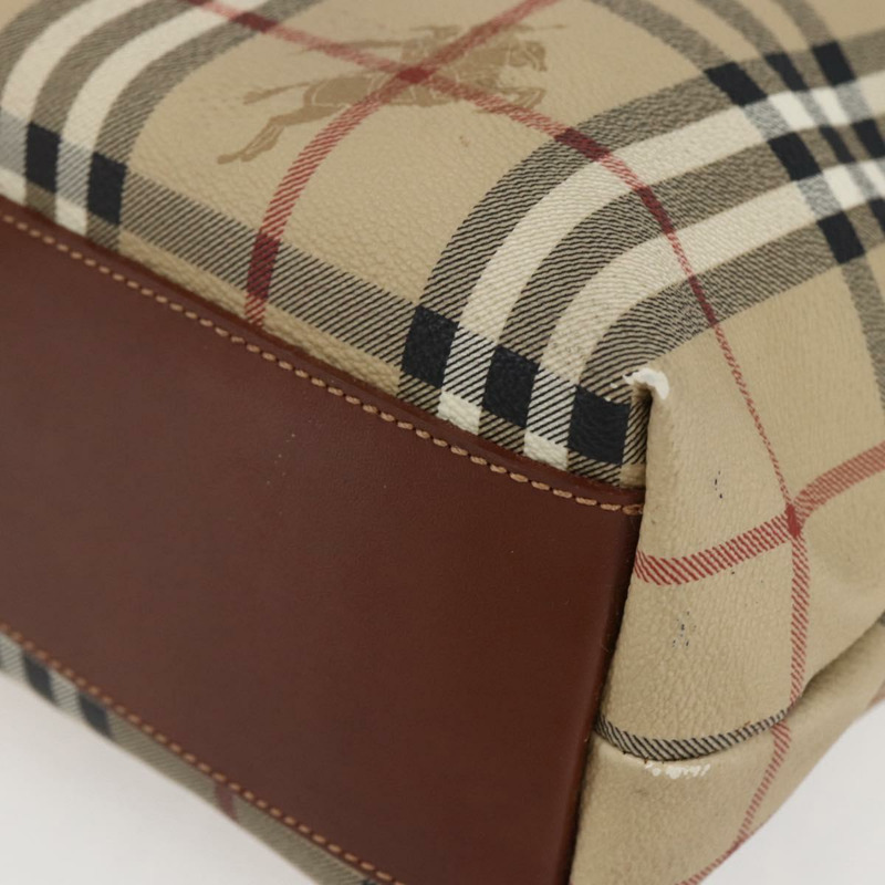 【日本直送】BURBERRY Nova 格紋手提包 PVC 皮革 棕色 米色 正品 BA6892-8