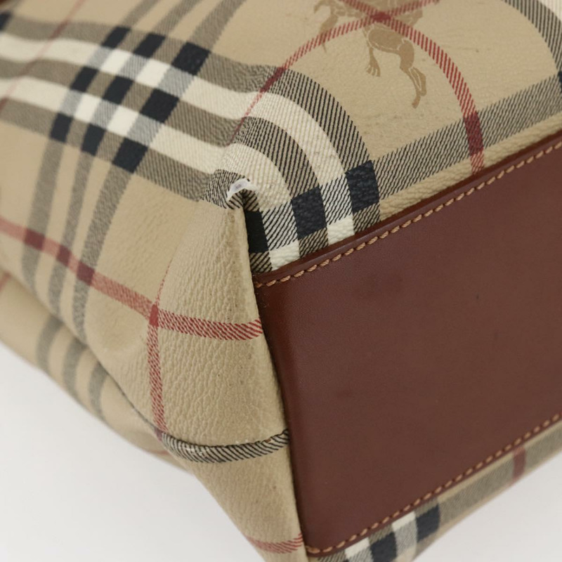 【日本直送】BURBERRY Nova 格紋手提包 PVC 皮革 棕色 米色 正品 BA6892-13