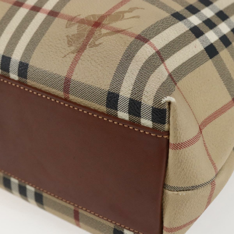 【日本直送】BURBERRY Nova 格紋手提包 PVC 皮革 棕色 米色 正品 BA6892-14