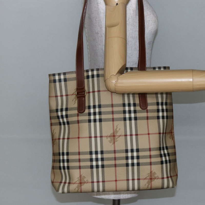 【日本直送】BURBERRY Nova 格紋手提包 PVC 皮革 棕色 米色 正品 BA6892-21