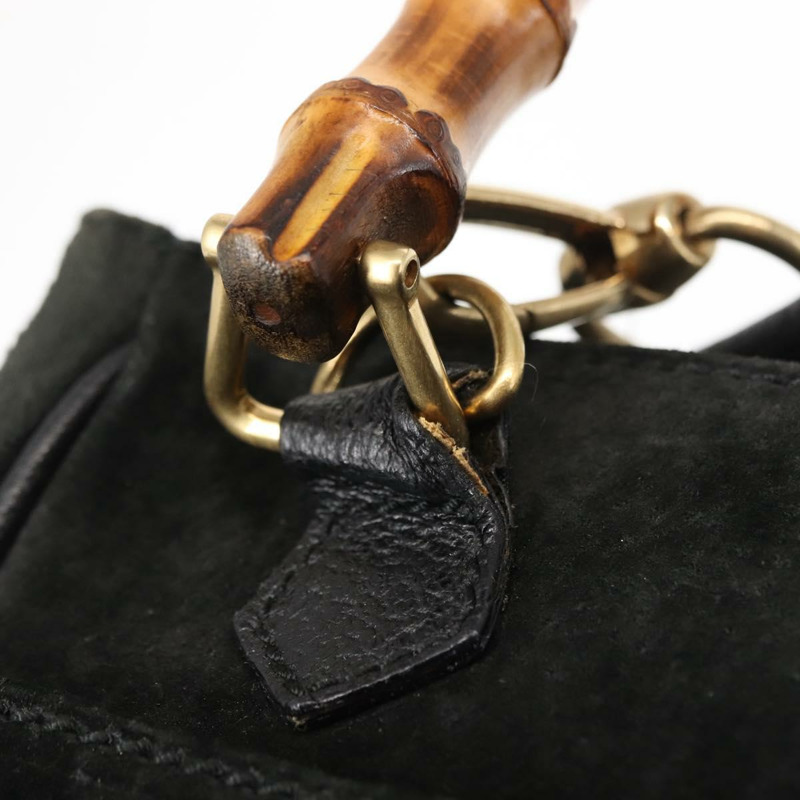 【日本直送】GUCCI 竹節手提包 麂皮 兩用 黑色 正品 BA6753-9