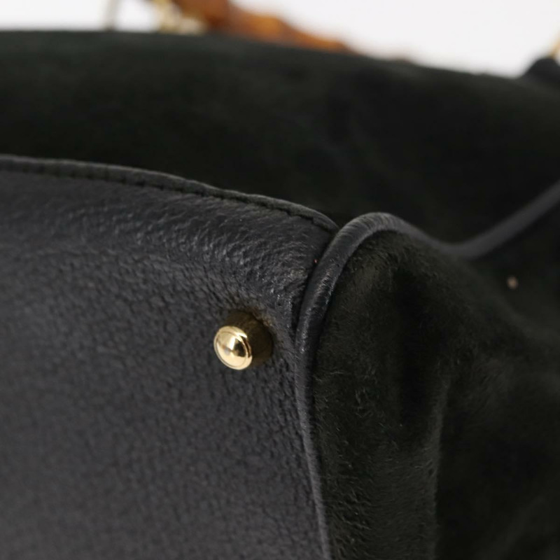 【日本直送】GUCCI 竹節手提包 麂皮 兩用 黑色 正品 BA6753-18