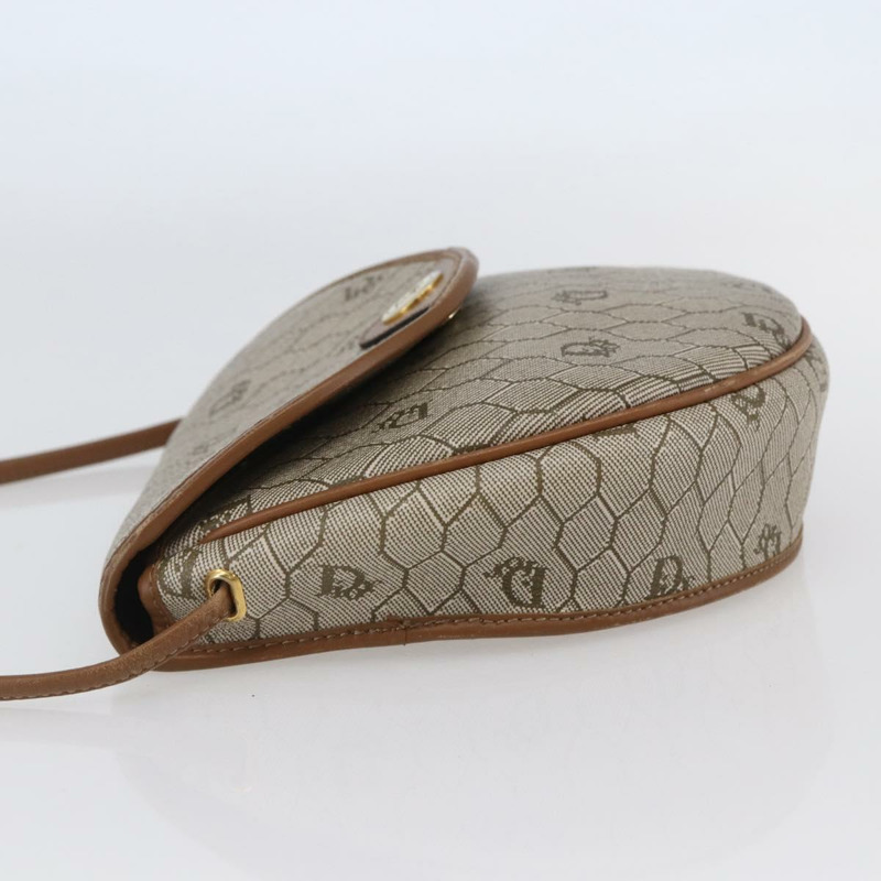 【日本直送】Christian Dior 蜂巢帆布肩背包 PVC 皮革 米色 正品 BA6819-2