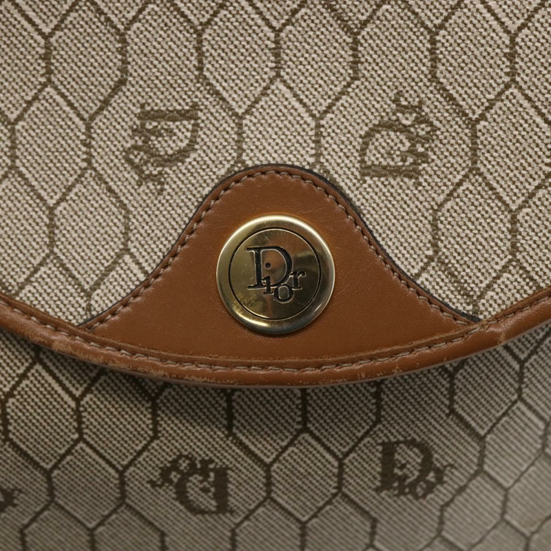 【日本直送】Christian Dior 蜂巢帆布肩背包 PVC 皮革 米色 正品 BA6819-9