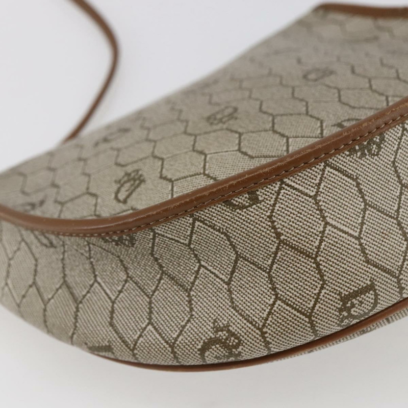 【日本直送】Christian Dior 蜂巢帆布肩背包 PVC 皮革 米色 正品 BA6819-15