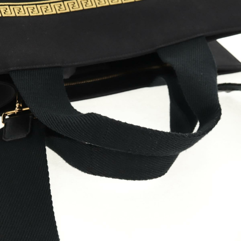 【日本直送】FENDI VERSACE 聯名款帆布手提包,黑色金色,兩用款,正品 BA6912A-13
