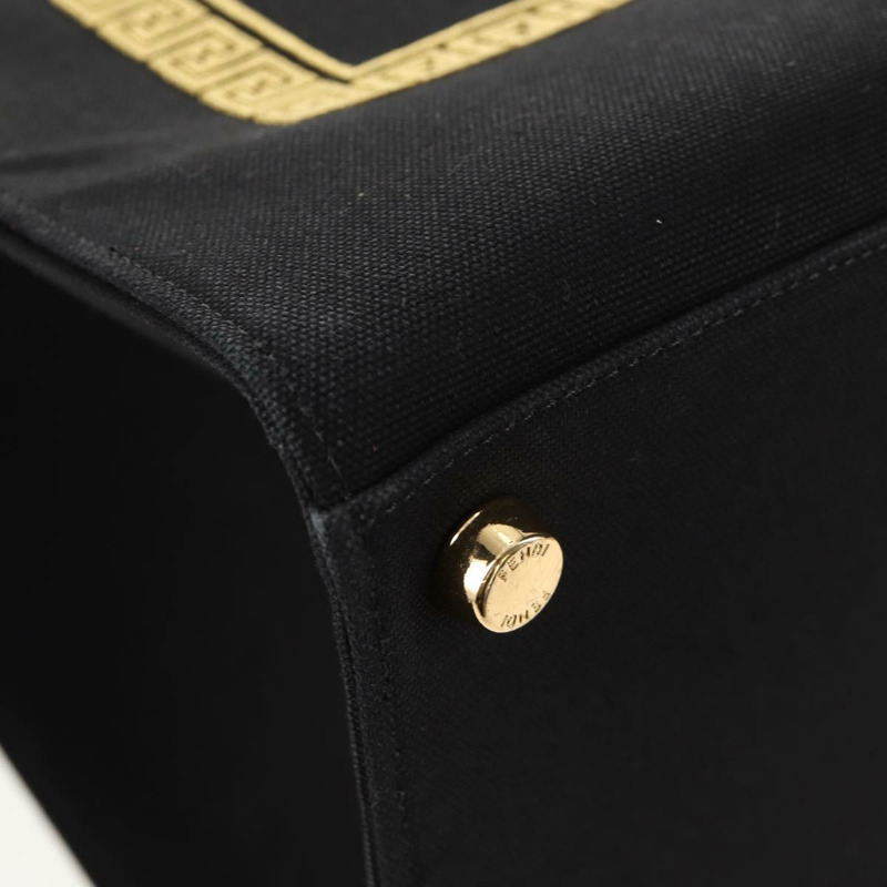 【日本直送】FENDI VERSACE 聯名款帆布手提包,黑色金色,兩用款,正品 BA6912A-16
