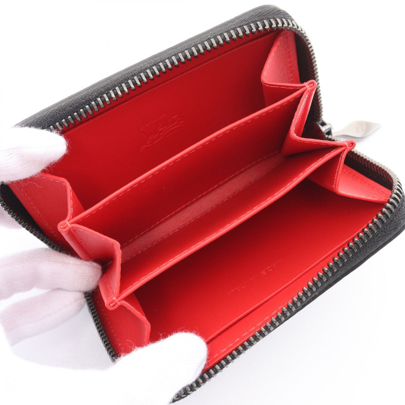 Christian Louboutin PANETTONE 拉鍊皮夾零錢包 3175223 黑色皮革-2