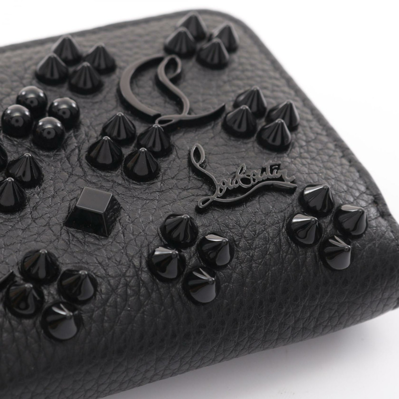 Christian Louboutin PANETTONE 拉鍊皮夾零錢包 3175223 黑色皮革-5