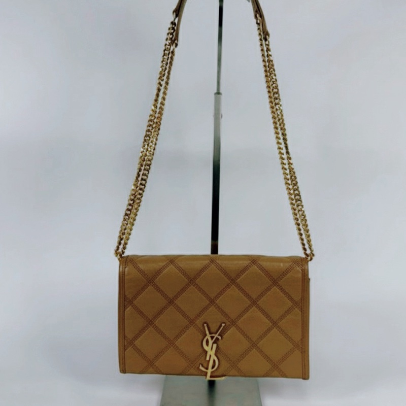 YSL woc 奶茶色肩背包-0