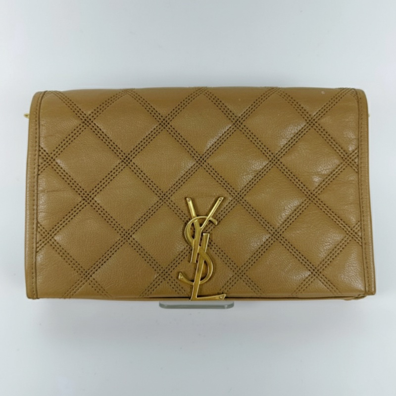YSL woc 奶茶色肩背包-5