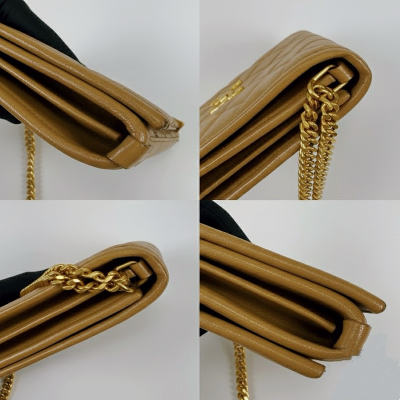 YSL woc 奶茶色肩背包-9