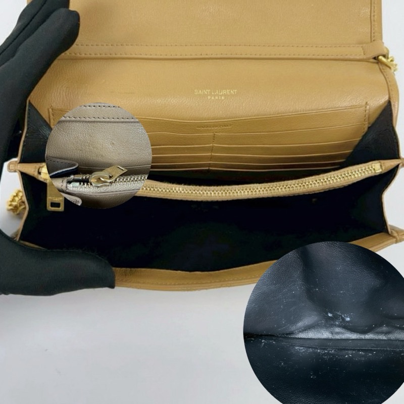 YSL woc 奶茶色肩背包-10