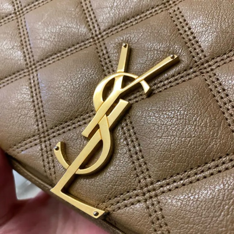 YSL woc 奶茶色肩背包-7