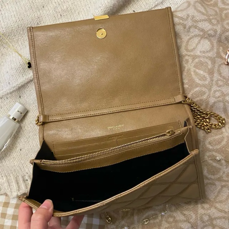 YSL woc 奶茶色肩背包-12