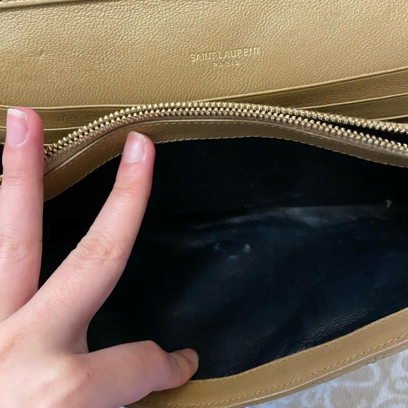 YSL woc 奶茶色肩背包-14