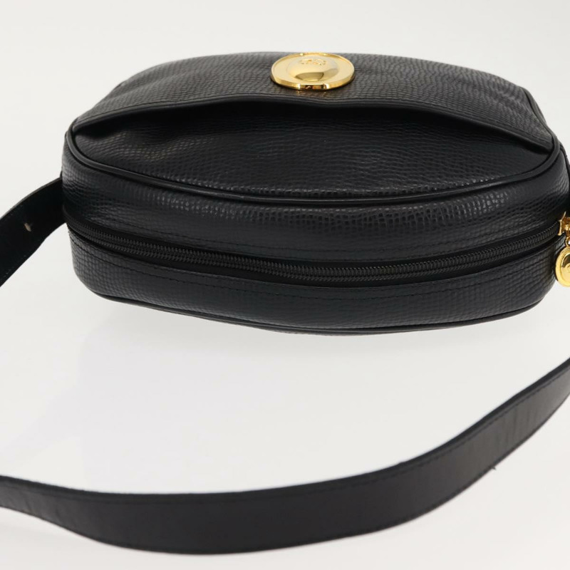 【日本直送】Christian Dior 黑色金色皮革肩背包,正品編號 146794-5