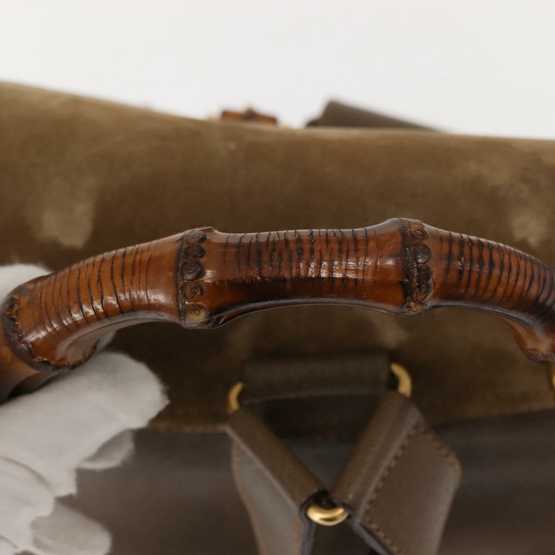 【日本直送】GUCCI 竹編雙肩包 棕金色絨面革 003 58 0016 Auth 146807-6