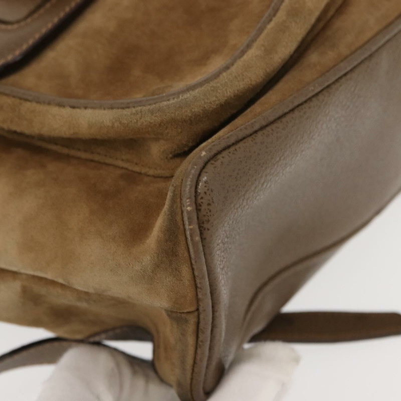 【日本直送】GUCCI 竹編雙肩包 棕金色絨面革 003 58 0016 Auth 146807-9