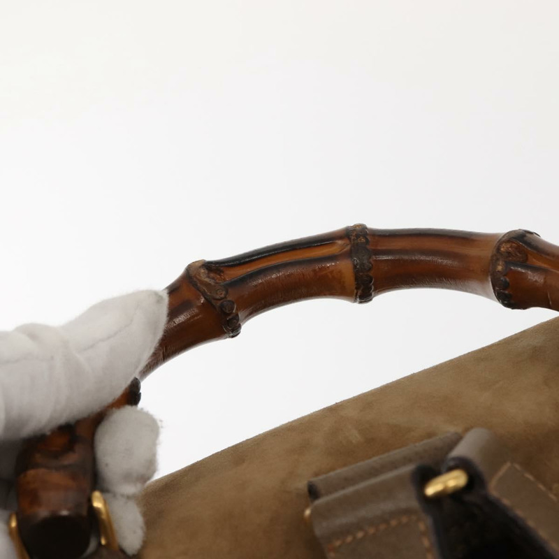 【日本直送】GUCCI 竹編雙肩包 棕金色絨面革 003 58 0016 Auth 146807-13