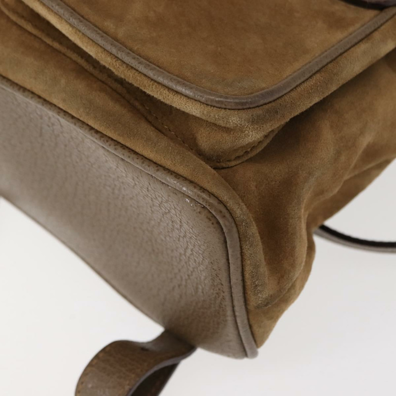 【日本直送】GUCCI 竹編雙肩包 棕金色絨面革 003 58 0016 Auth 146807-16