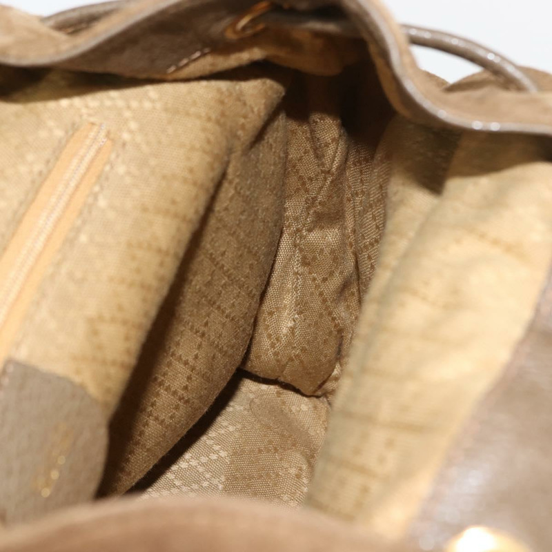 【日本直送】GUCCI 竹編雙肩包 棕金色絨面革 003 58 0016 Auth 146807-23