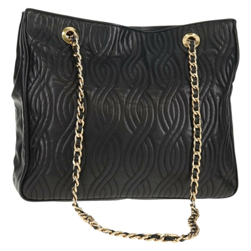 【日本直送】FENDI 鏈條手提包 皮革 黑色 金色 正品 146722-0