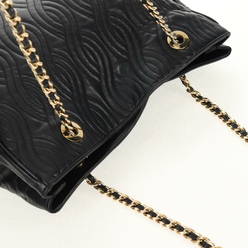 【日本直送】FENDI 鏈條手提包 皮革 黑色 金色 正品 146722-5