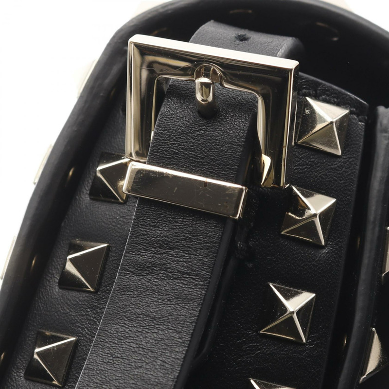 Valentino 鉚釘斜背包 黑色真皮 二手 女款-8