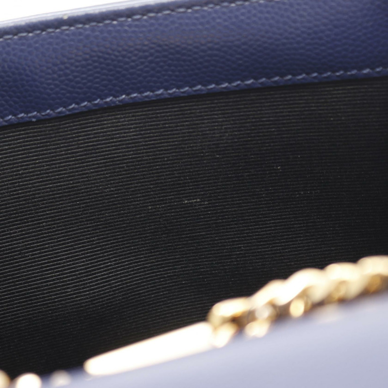 SAINT LAURENT PARIS Kate 鏈條單肩包 354121 皮革 海軍藍 二手 女士 金五金-3